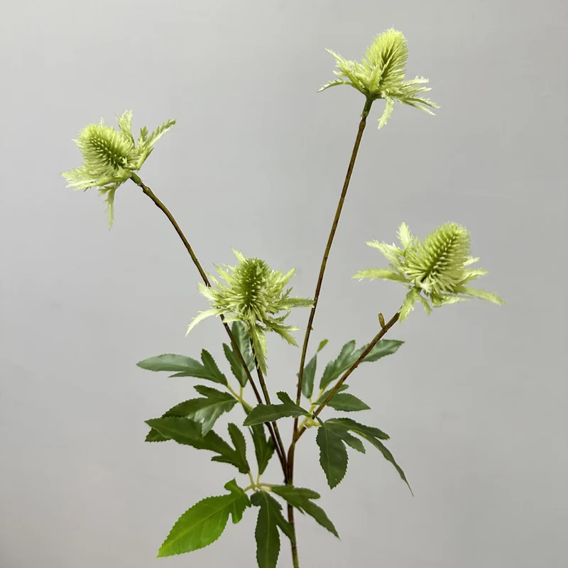 Künstliche Eryngium-Blüten, 60 cm, Ins-Stil, Kunststoff, für Hochzeiten und Wohnkultur, 4 Blütenköpfe