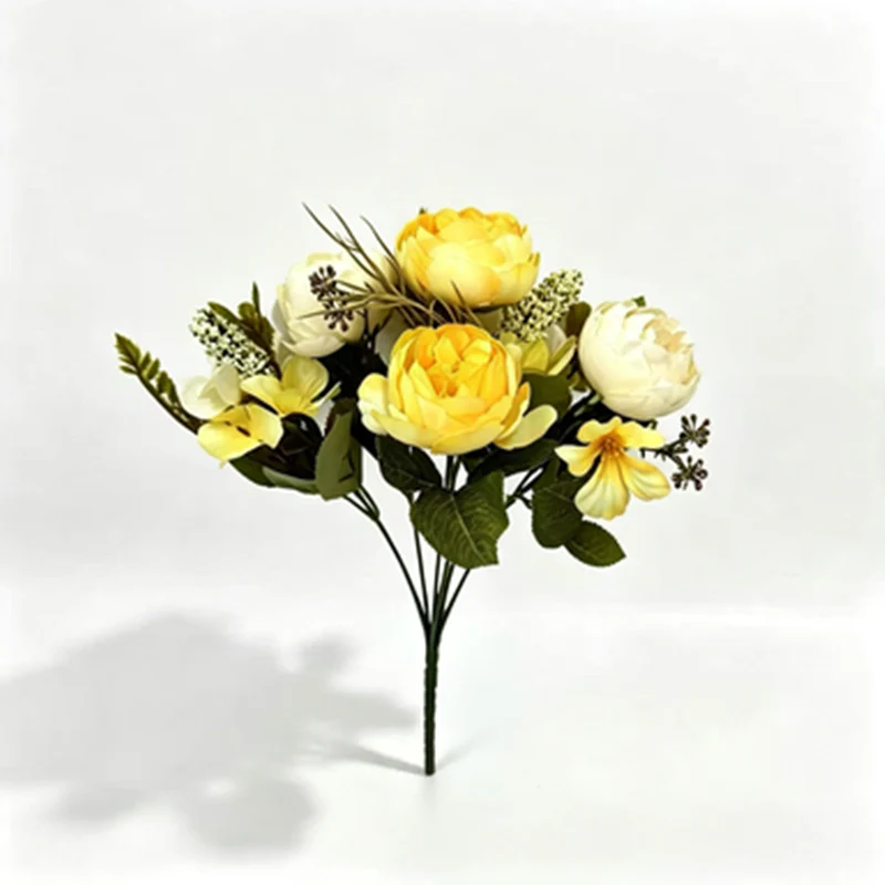 Künstliche Pfingstrose-Rosenstrauß, 31 cm, 6 Blüten, retro Stil, für Hochzeiten, Hotels und Geschäftsräume