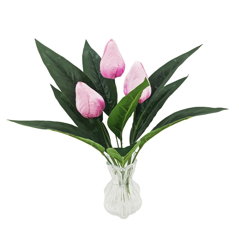 Künstliche Tulpen Büschel, 40 cm hoch, 3 Blüten, ohne Topf – Realistische Dekoblumen für Hochzeit, Shop, Büro, Zuhause