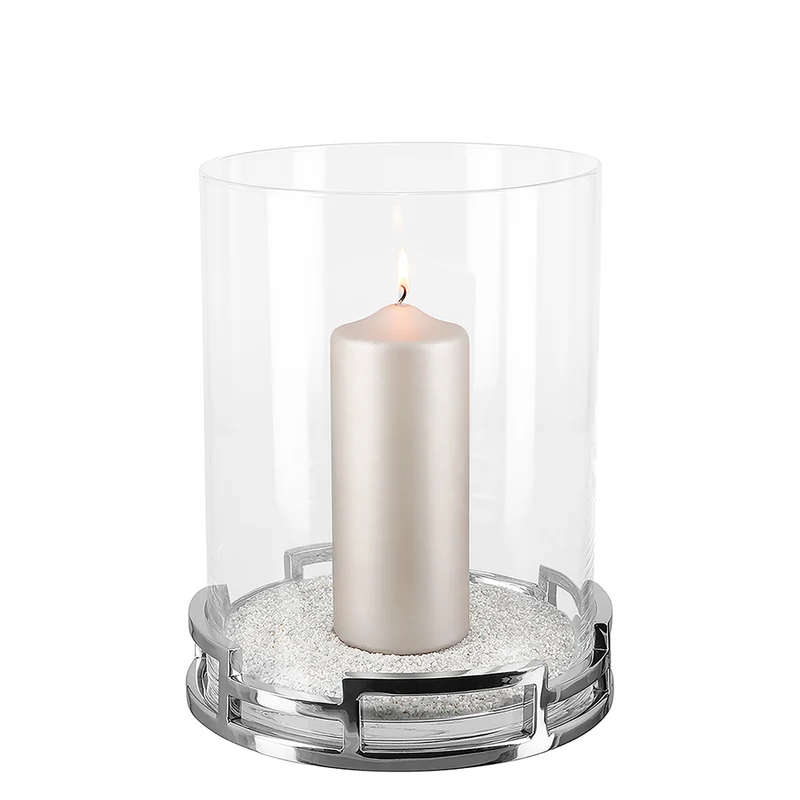 HOMMAGE Windlicht mit Glas silberfarben