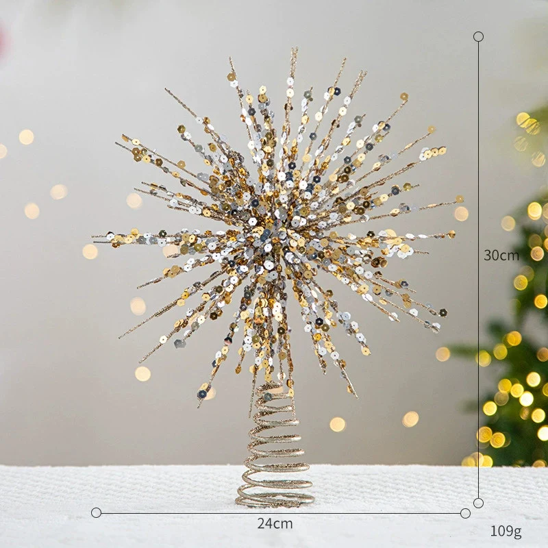 Weihnachtsbaumspitze Stern 5-zackig mit Lichtern – 6 Designs – Hochwertige Weihnachtsdeko für Baum, Hochzeit, Party, Fest