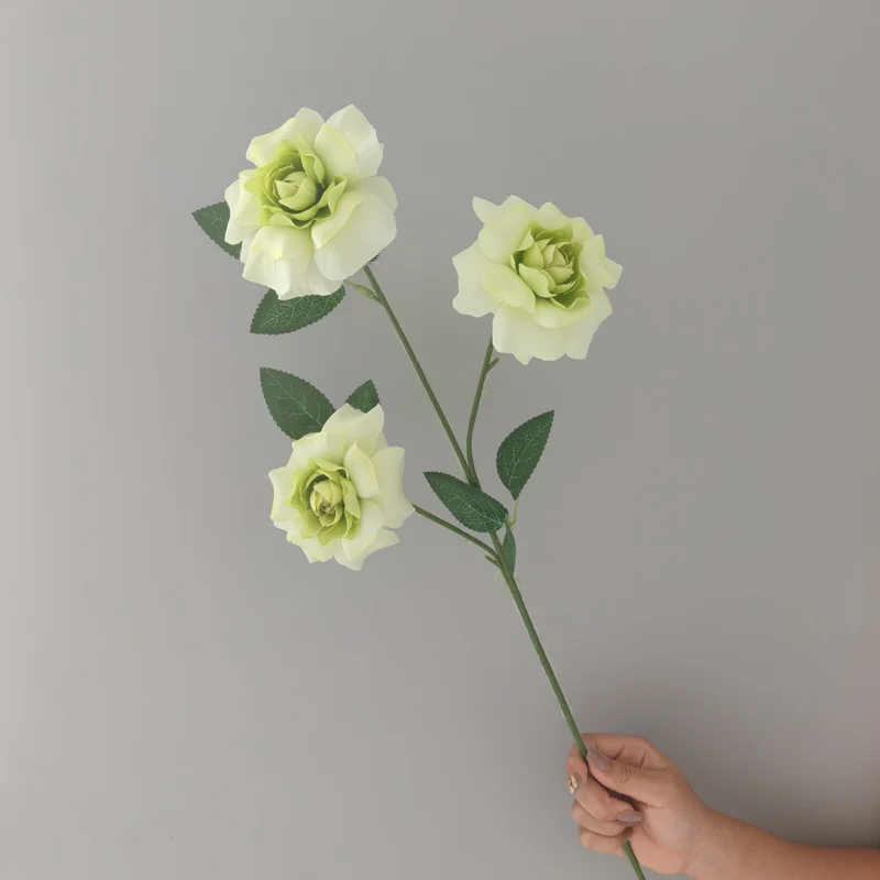 Künstliche Rosenbüschel mit 3 Blüten, 60 cm hoch, Seidenstoff, Hochzeit & Wohnraum-Deko, realistisch, allergenfrei