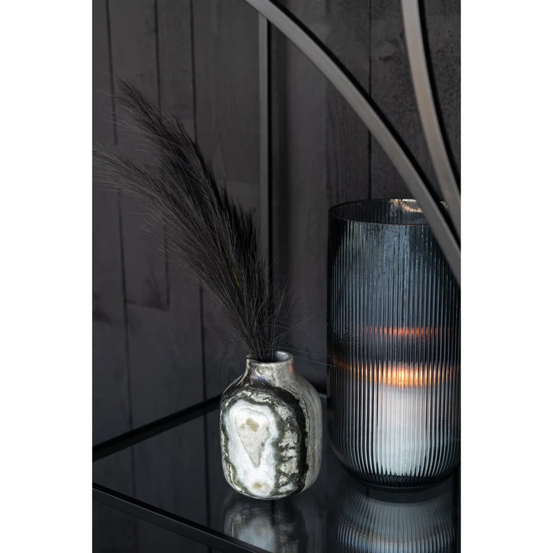 Vase Marmor Schwarz/Hellgrau