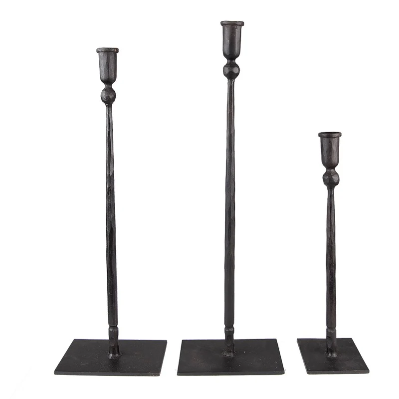 Kerzenständer-Set, dreiteilig, Schwarz