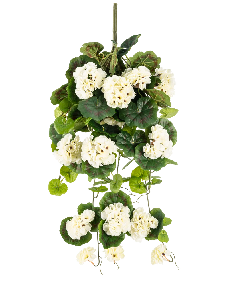 Künstliche Hängepflanze Geranie 75 cm weiß