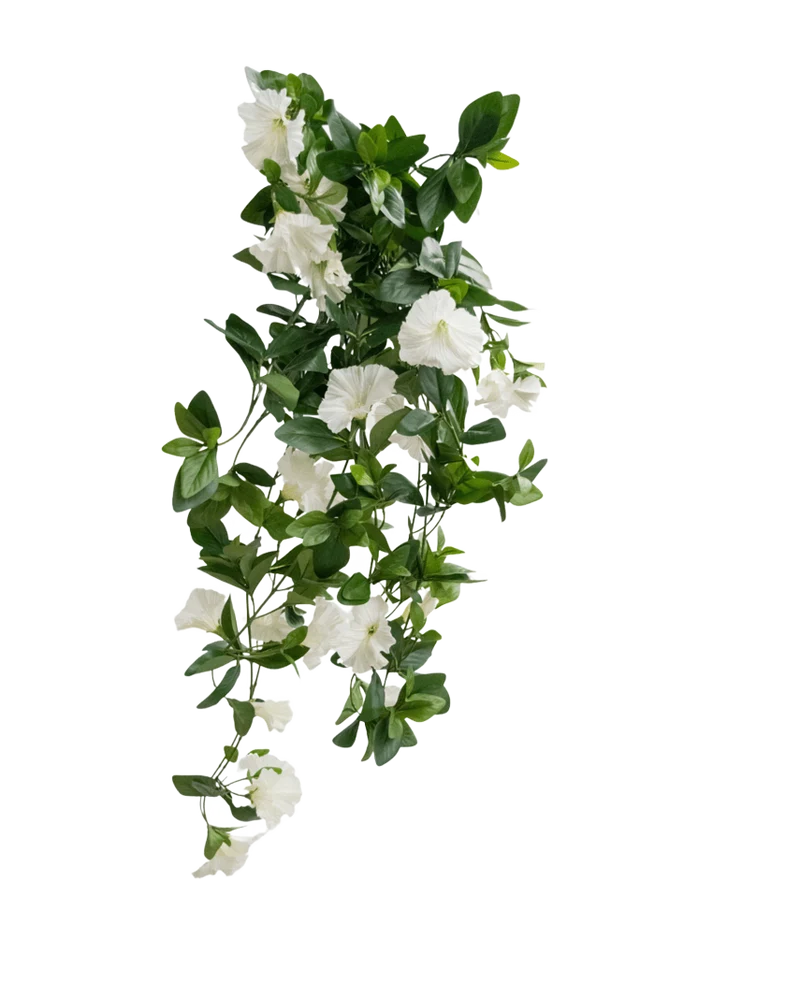 Künstliche Hängepflanze Petunia 70 cm weiß