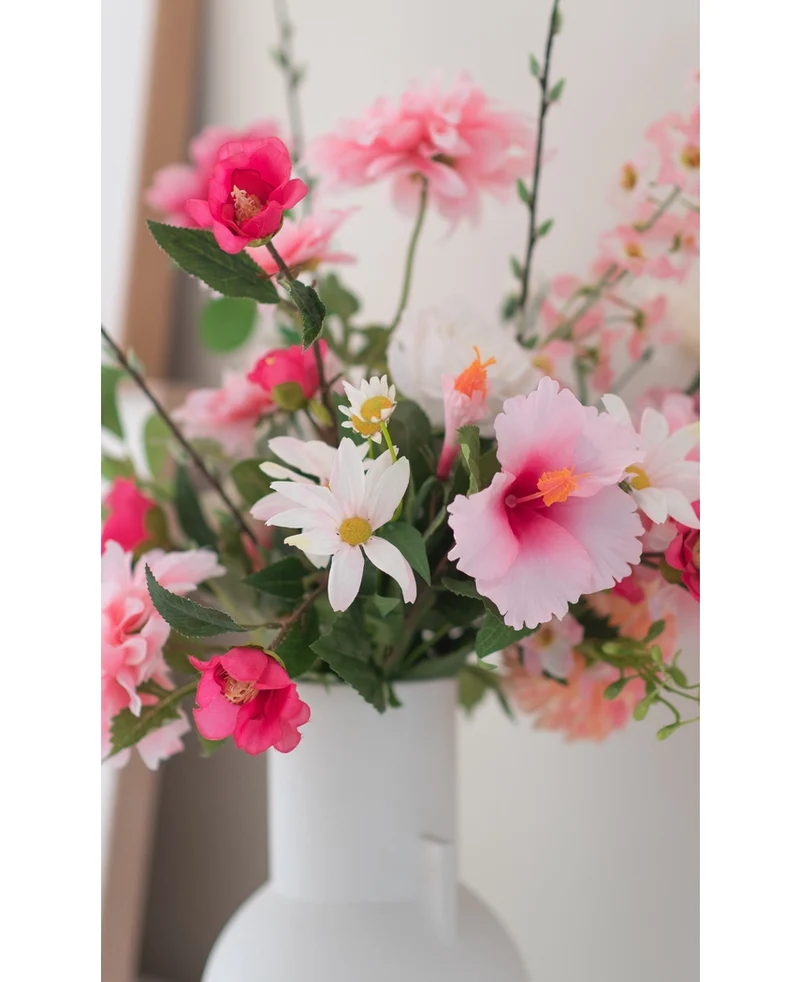 Kunstbloem Margriet 60 cm wit/roze