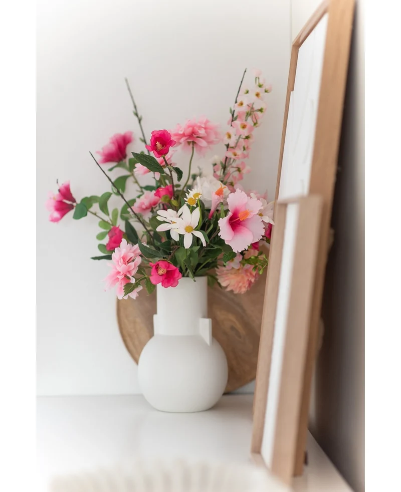 Kunstbloem Margriet 60 cm wit/roze