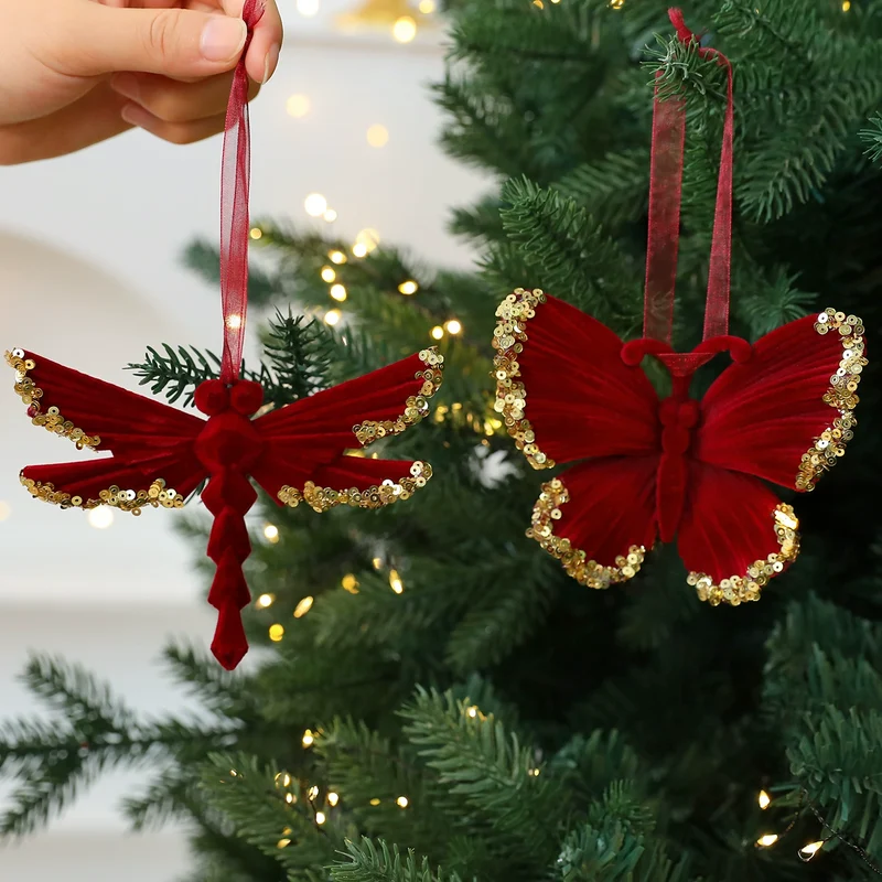 Rote Weihnachtsdekoration, Flockenschnee-Anhänger, 15 cm, hochwertiges Material, perfekt für Weihnachtsbaum, Tischdeko, Geschenk
