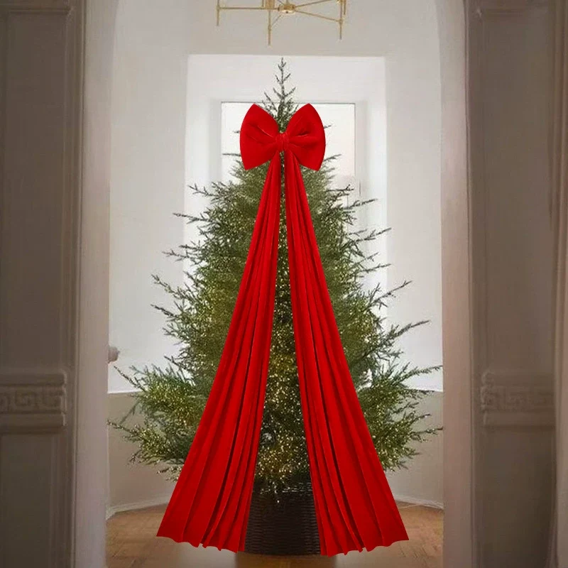Riesige burgunderrote Samt-Schleife 200 cm – Weihnachtsbaum-Deko, Festliche Raumgestaltung, Hochzeits- & Event-Dekoration, 4 Farben