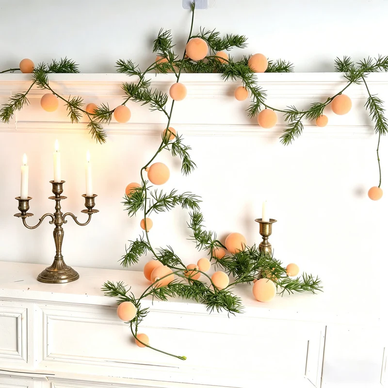 2er-Set Weihnachtsdeko, 180 cm Kiefernzweige mit roten Beeren, Fenster- und Kamindekoration, festliche Stimmung