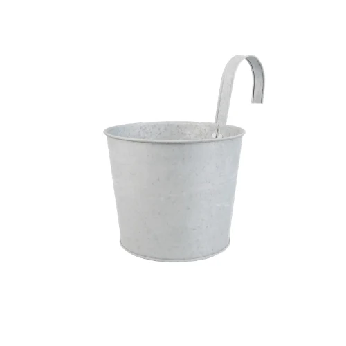 Zinken plantenbak rond met ophangarm 15 cm