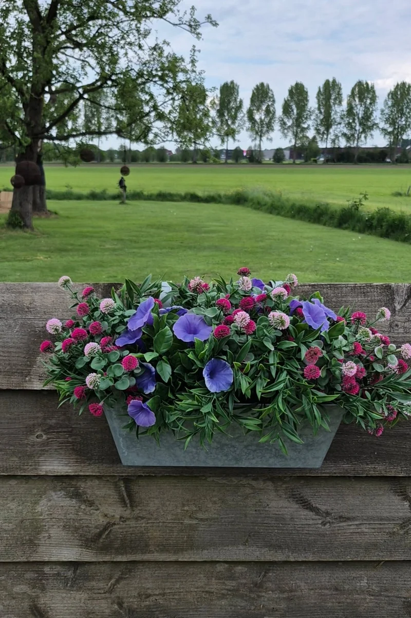Zinken plantenbak met ophangarmen 40 cm