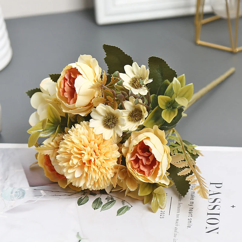 Künstliche Austin-Blumenstrauß, 30 cm, Seidenblumen, Dekoration für Hochzeit, Shop, Innenraum, Grabgestaltung