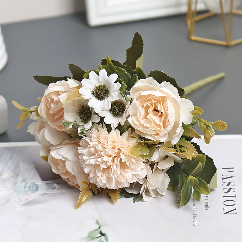 Künstliche Austin-Blumenstrauß, 30 cm, Seidenblumen, Dekoration für Hochzeit, Shop, Innenraum, Grabgestaltung