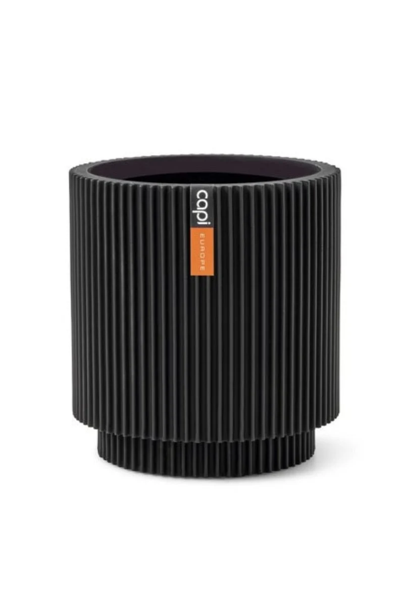 Capi Blumentopf Groove Cylinder 19x21 Schwarz