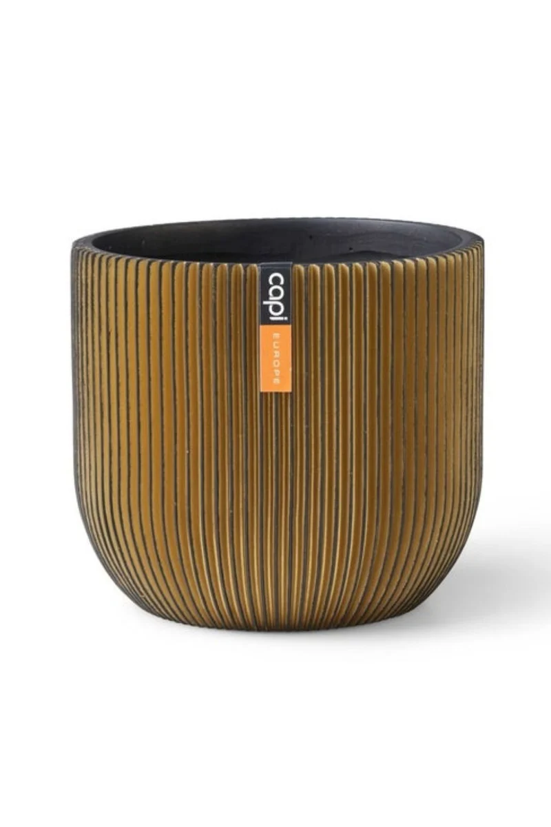 Capi Blumentopf Groove Kugel 24x21 Schwarz/Gold