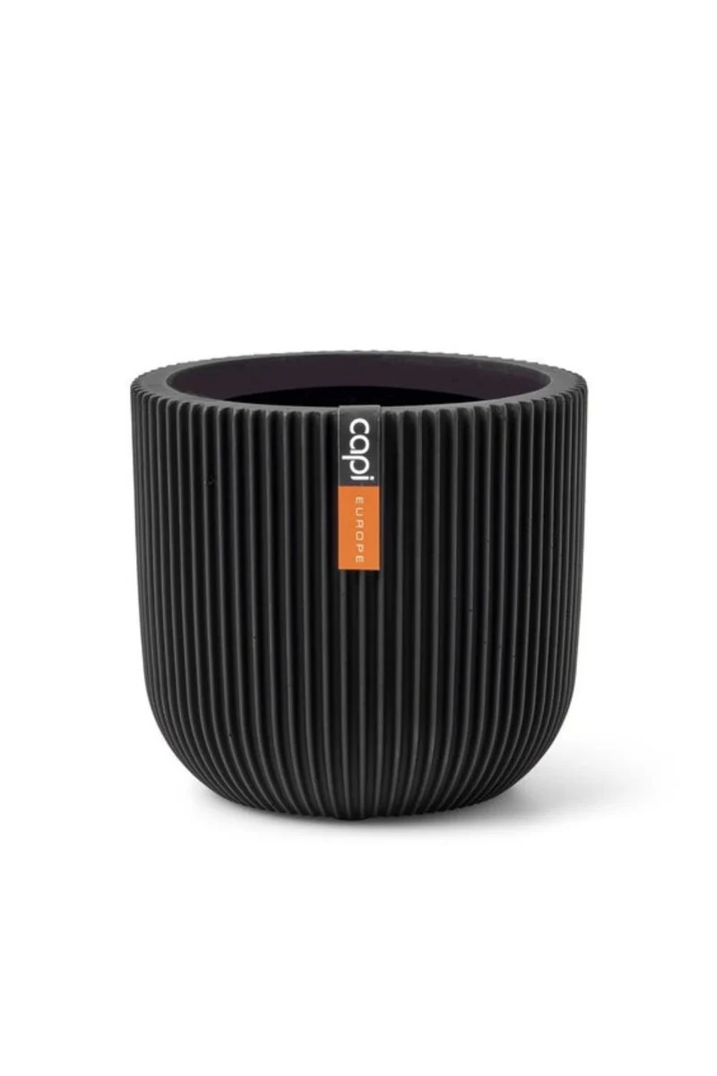 Capi Blumentopf Groove Kugel 17x15 Schwarz