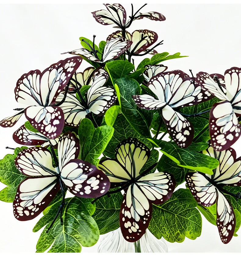 Künstliche Schmetterlingsblumen Büschel – 5 Köpfe, 29 cm, Hochwertige Dekoration für Hochzeit, Trauerfeier, Shop-Deko – Allergikerfreundlich, langlebig