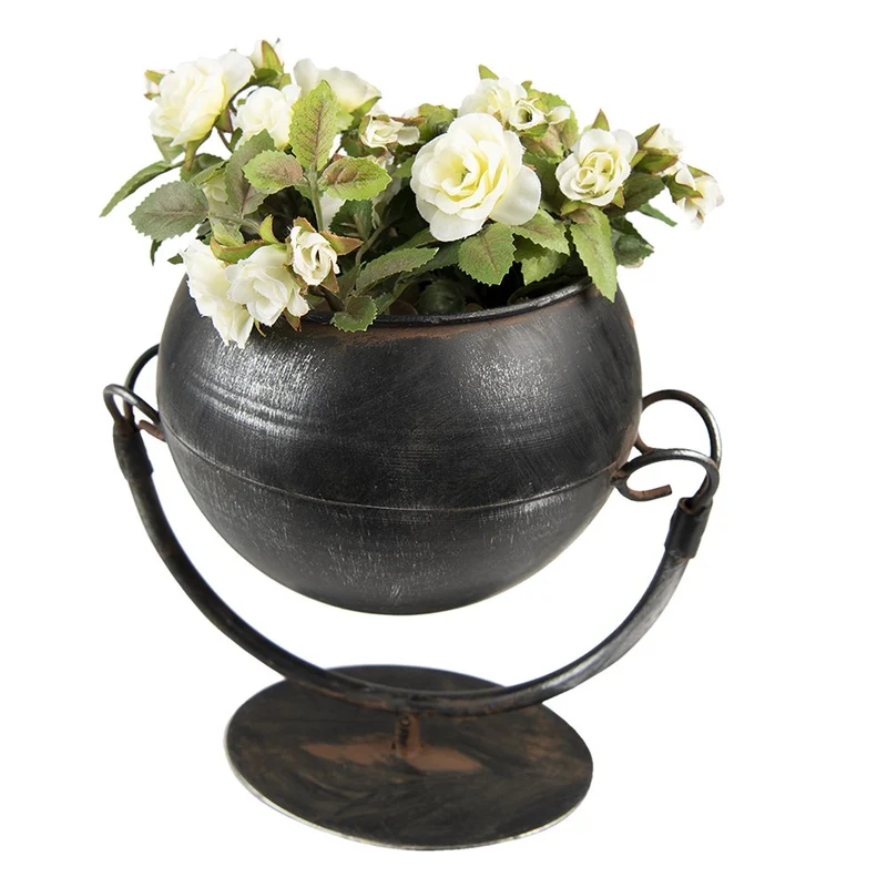 Blumentopf Schwarz, Eisen 19x15x19 cm