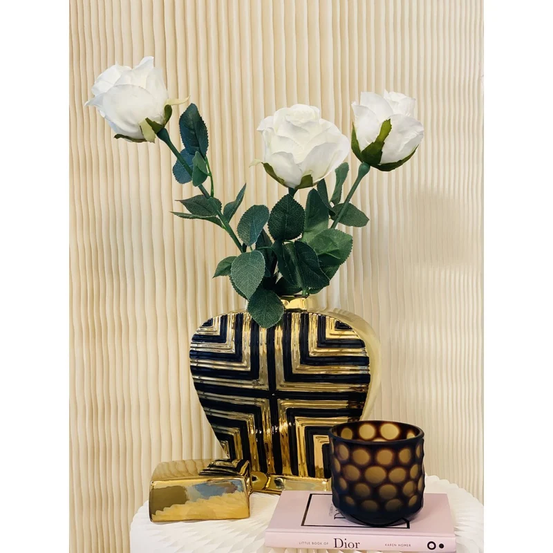 Dekorgefäß im Art-Déco-Stil, Gold/Schwarz, klein