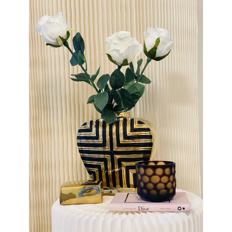 Dekorgefäß im Art-Déco-Stil, Gold/Schwarz, klein