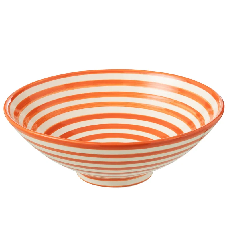 J-Line Lebrillo Schüssel Granada Stripes Keramik Weiß/Orange