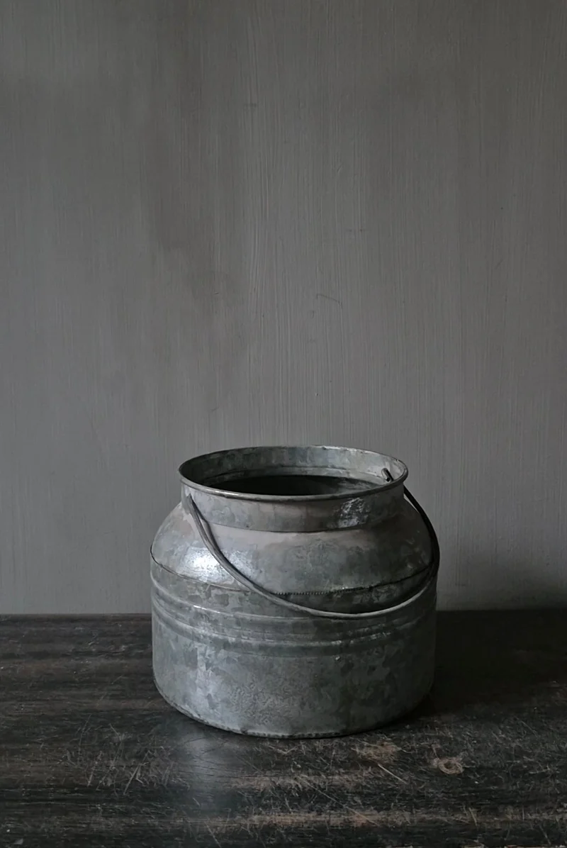 Pot met hengsel zink 13cm