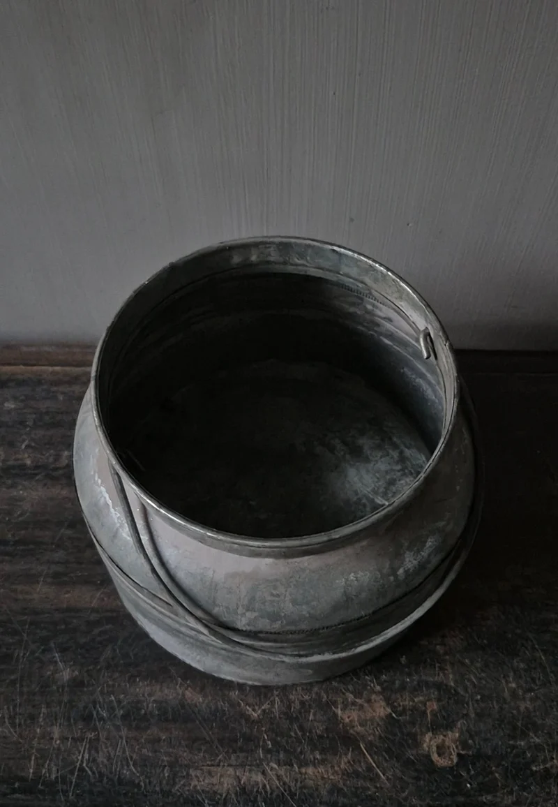 Pot met hengsel zink 13cm