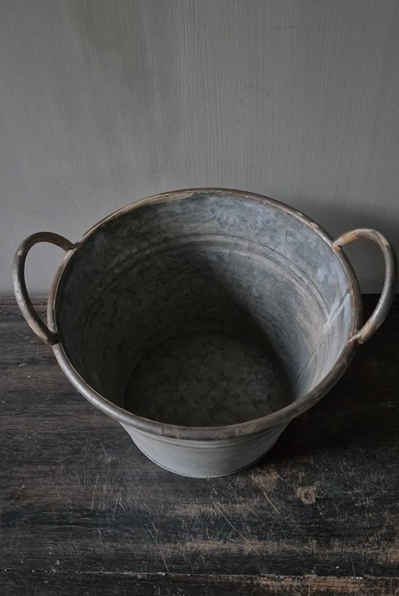 Kleine emmer met handvatten zink 16,5cm
