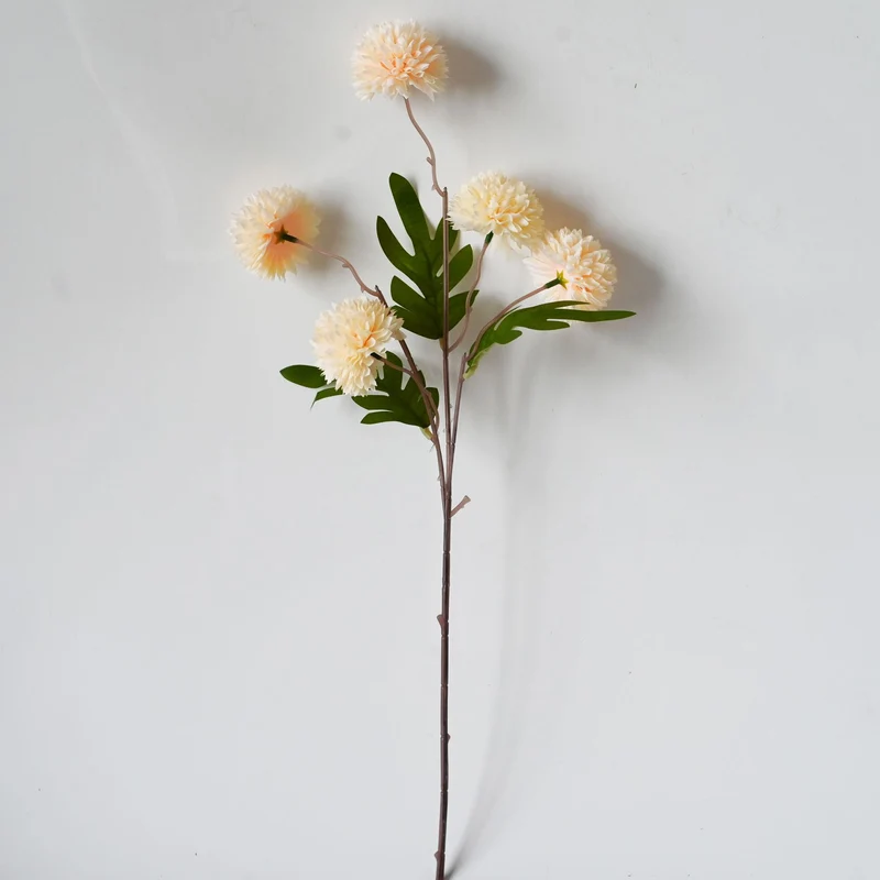 Künstliche Chrysanthemen-Busch, 52 cm Höhe, Seidenmaterial, 5 Blüten, 6 cm Durchmesser, für Hochzeitsdekoration und Wohnaccessoires