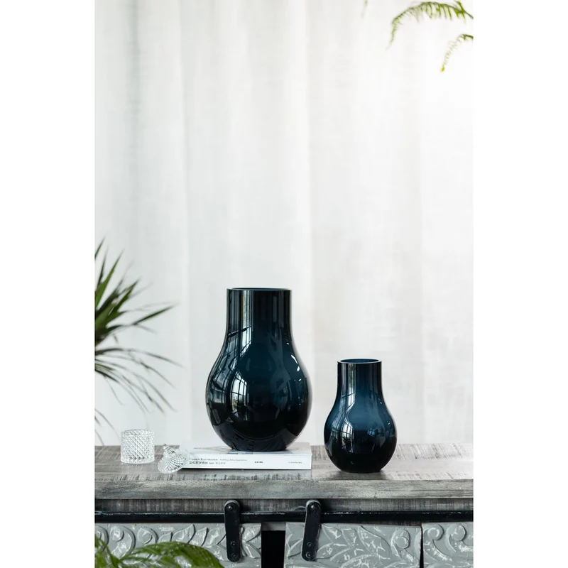 Elegante Glasvase in Tiefblau, groß