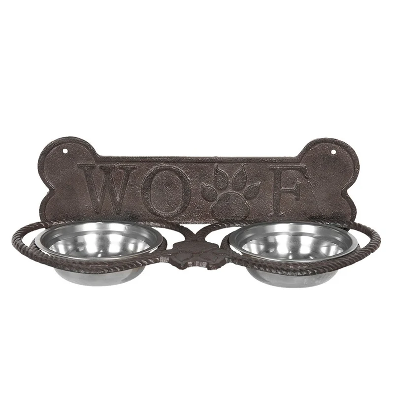 Hundenapf-Set Braun aus Eisen, 39x18x12 cm