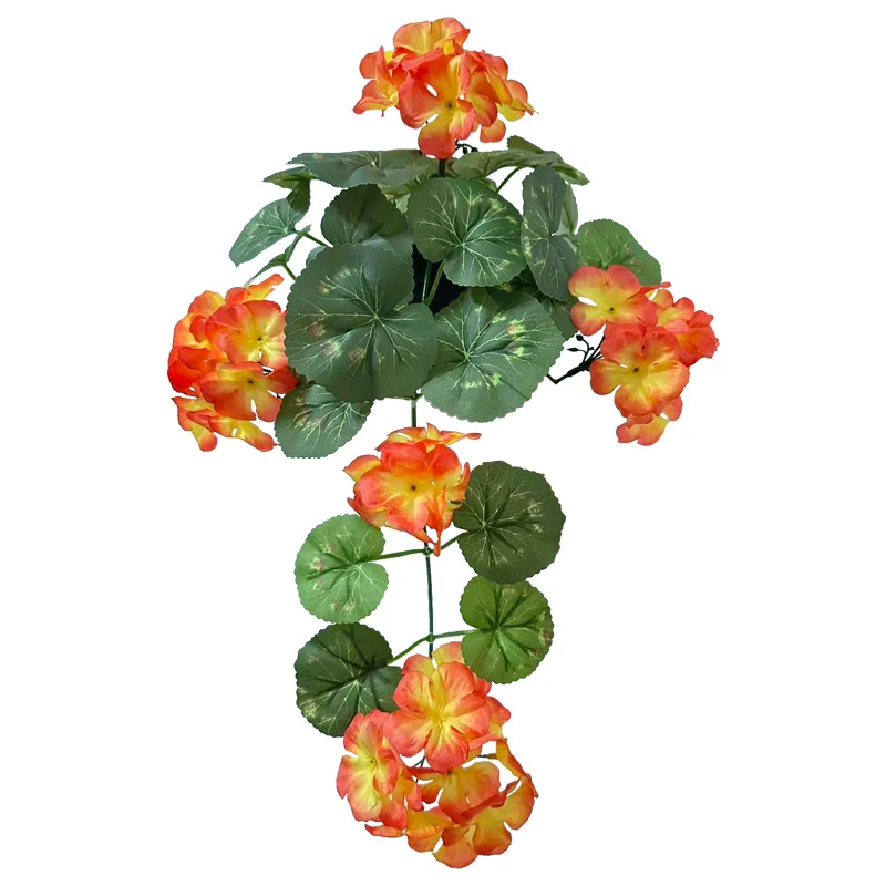 Künstliche Geranien-Blumenranke 42 cm, Wanddekoration, gemischtes Material, realistische Optik für Hochzeit, Café, Laden, Zuhause