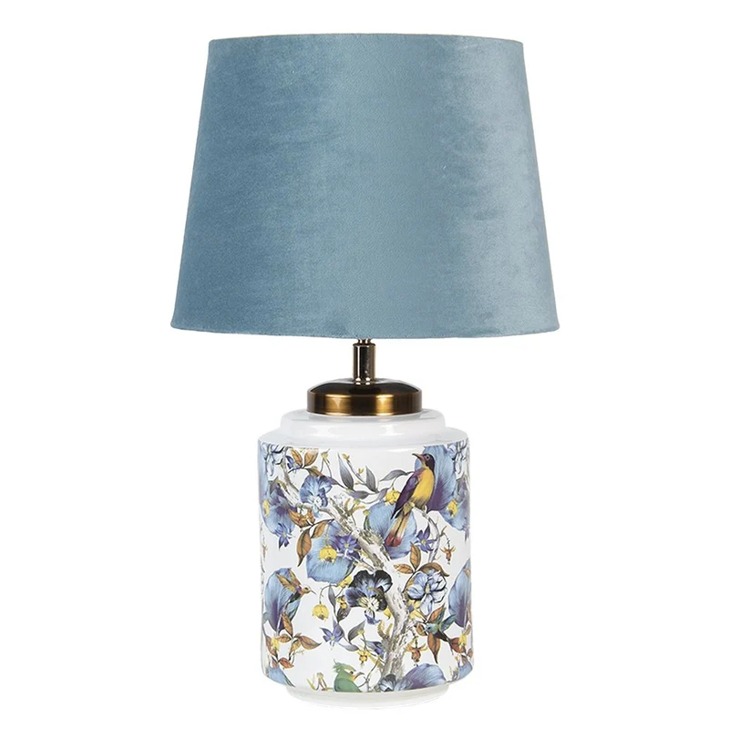Tischlampe in Blau und Weiß