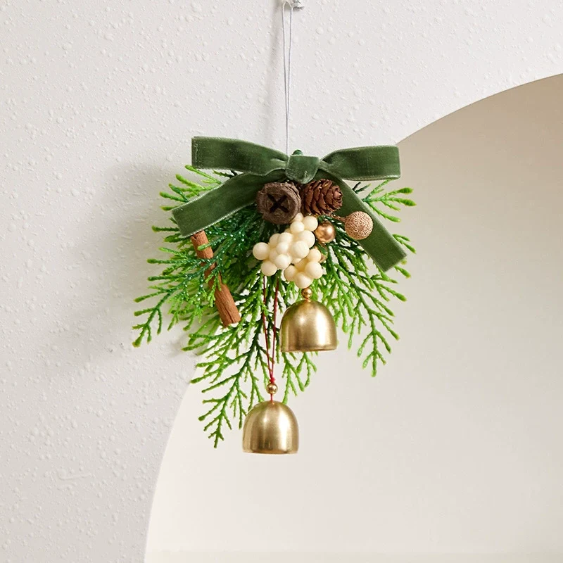 Weihnachtsglocken mit Schleife, 13x16 cm, realistische Kunststoff-Deko für Baum, Tür, Fenster, Hochzeit, Event, Gastgewerbe, 6 Designs