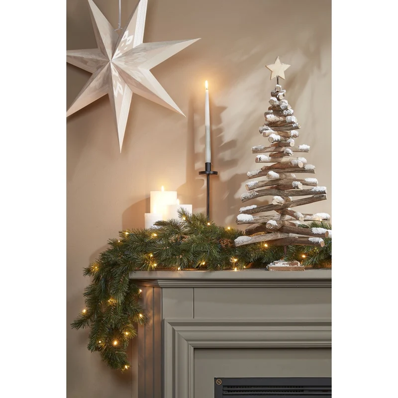 Waldgefrostete Girlande mit LED-Beleuchtung – L180 cm – Grün