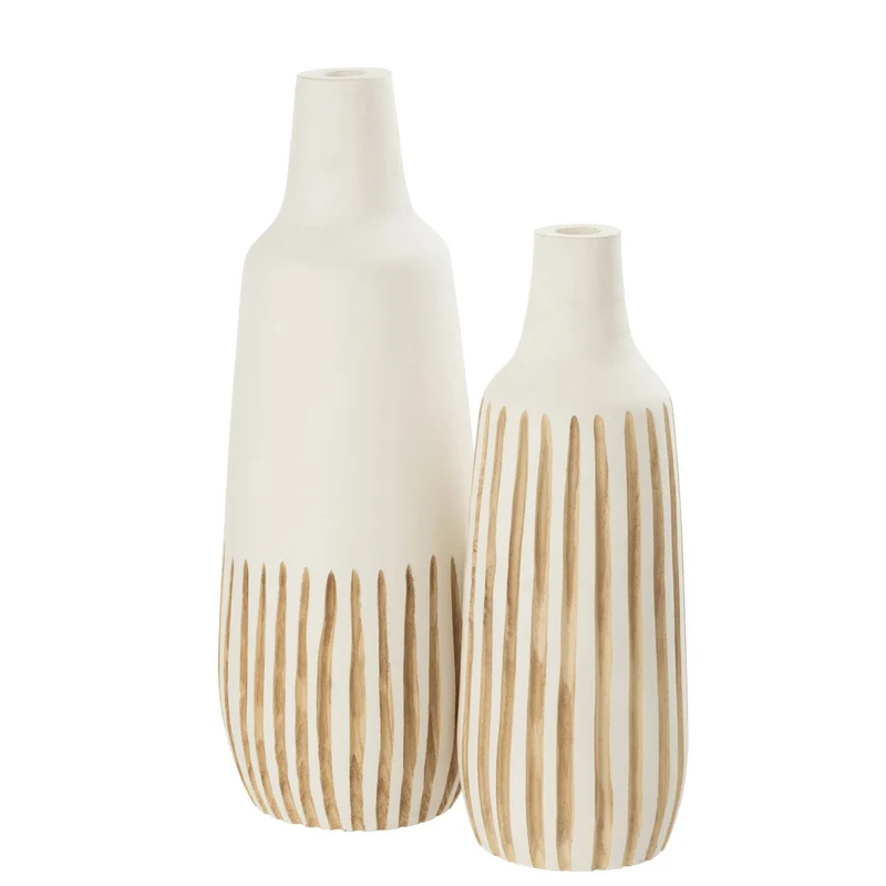 J -Line Vase Ying - Holz - Weiß - groß - 56 cm hoch