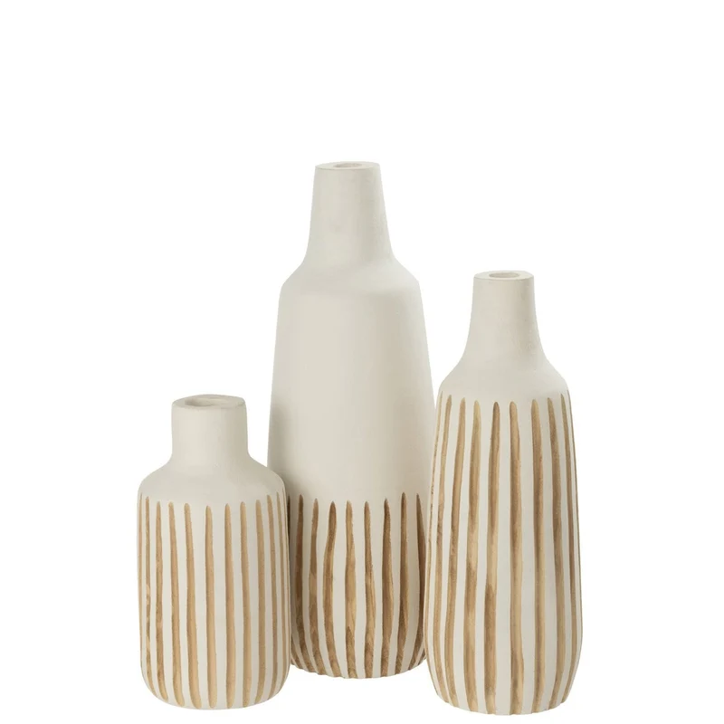 J -Line Vase Ying - Holz - Weiß - groß - 56 cm hoch