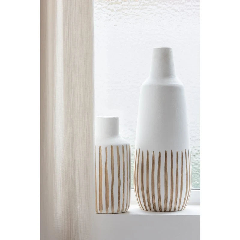J -Line Vase Ying - Holz - Weiß - groß - 56 cm hoch