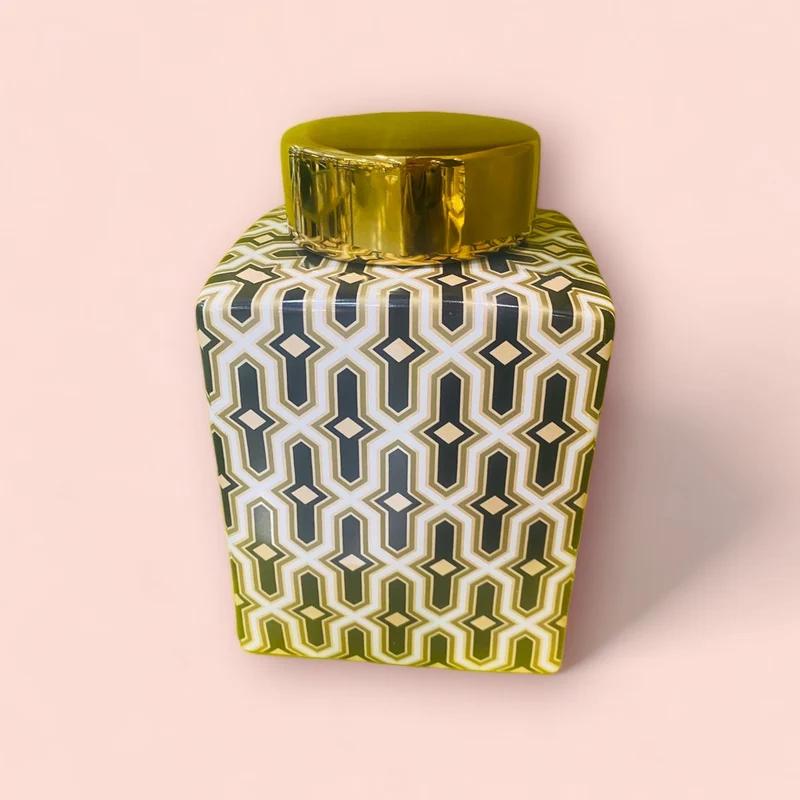 Labyrinth-Vase Versailles, Porzellan Schwarz-Gold, klein