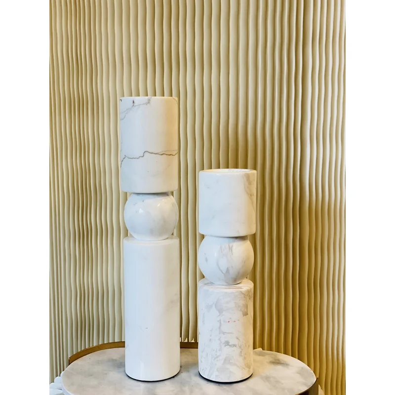 Kerzenhalter-Set aus weißem Marmor, klein