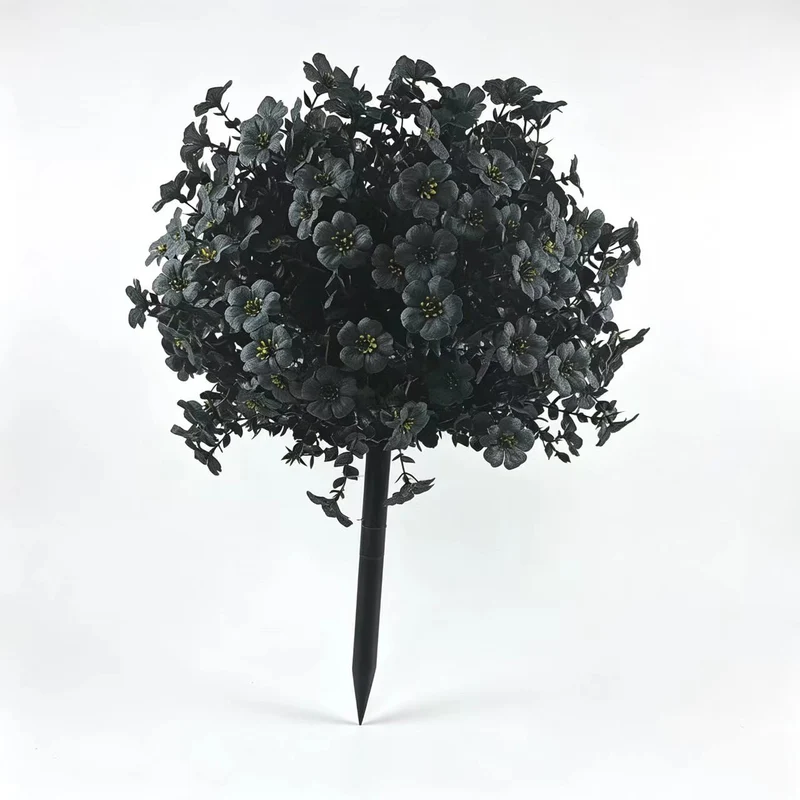 Künstliche Veilchen, 55 cm, 250 Blüten pro Bund, schwarz, für Halloween-Dekoration, Garten, Grabgestaltung, Wohnaccessoire