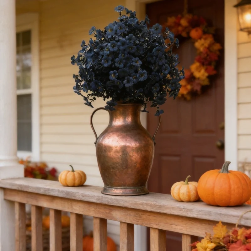 Künstliche Veilchen, 55 cm, 250 Blüten pro Bund, schwarz, für Halloween-Dekoration, Garten, Grabgestaltung, Wohnaccessoire