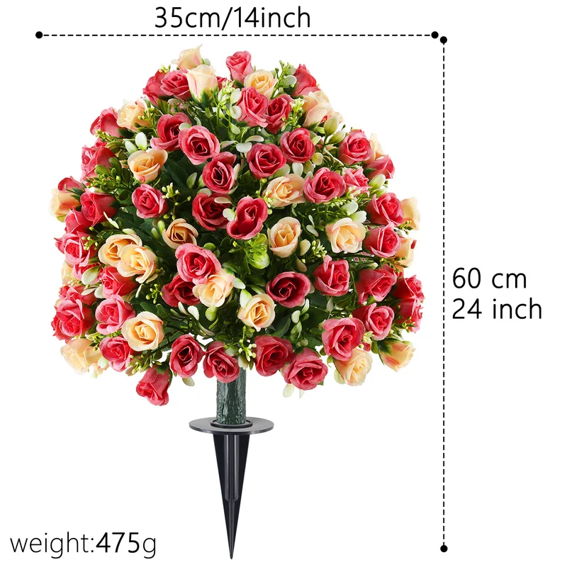 Künstliche Rosenstöcke, 60 cm, Kunststoff, für Garten, Terrasse & Hochzeitsdeko