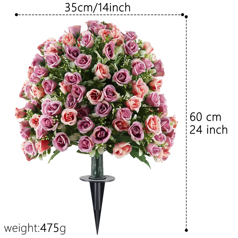 Künstliche Rosenstöcke, 60 cm, Kunststoff, für Garten, Terrasse & Hochzeitsdeko