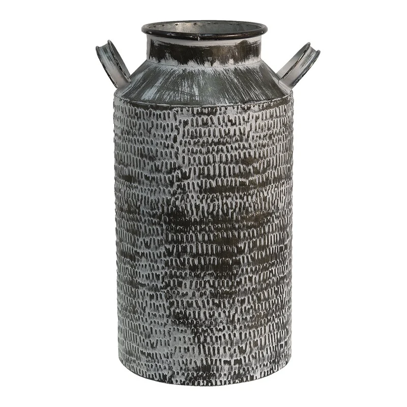 Dekoration Milch Krug – Grauer Metallmilchkrug 19x17x33 cm