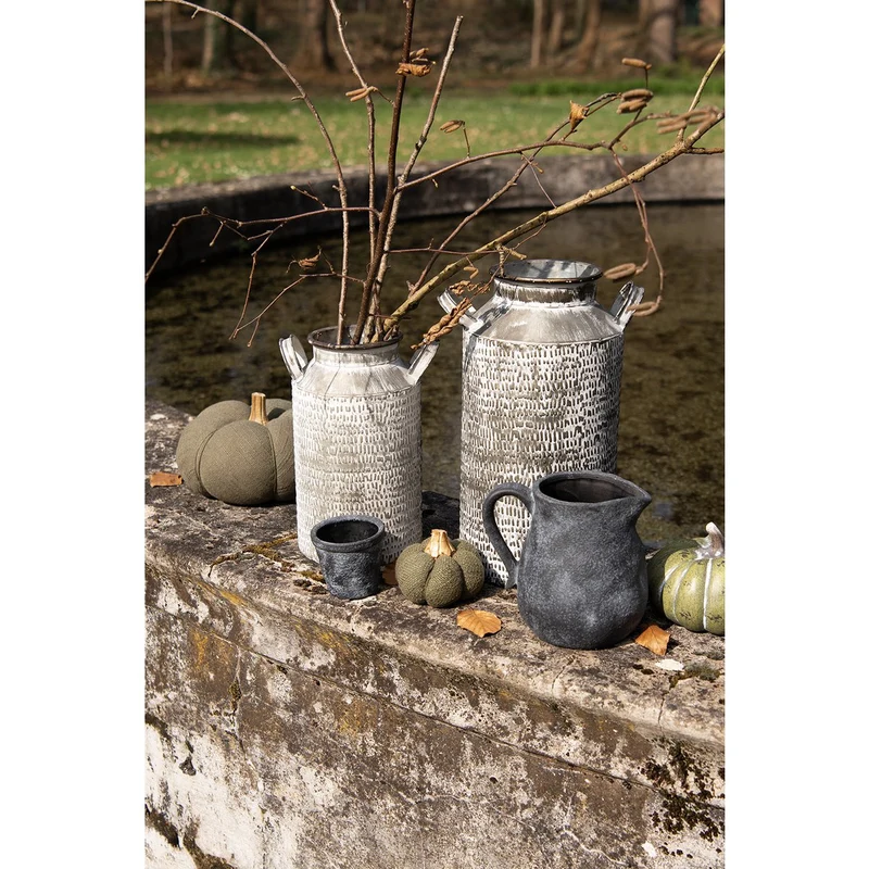 Dekoration Milch Krug – Grauer Metallmilchkrug 19x17x33 cm