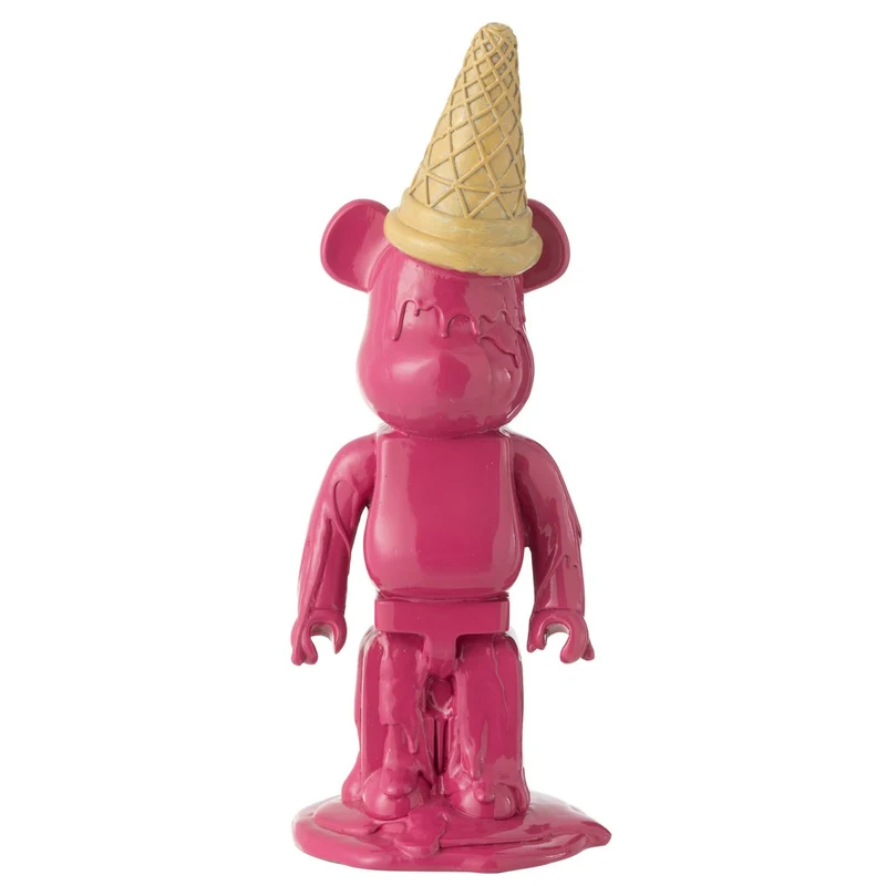 Dekofigur Bär mit Eistüte, Pink