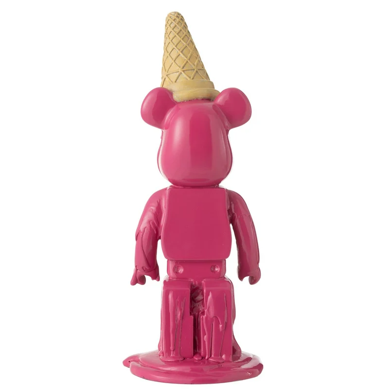 Dekofigur Bär mit Eistüte, Pink